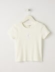 Mac & Ellie Daisy Short Sleeve Rib Tee, White product photo