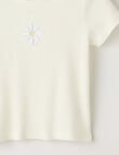 Mac & Ellie Daisy Short Sleeve Rib Tee, White product photo View 02 S