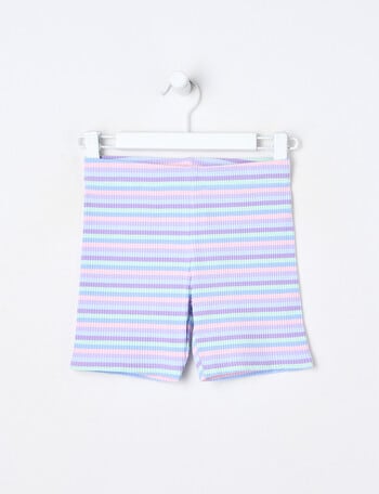 Mac & Ellie Mermaid Stripe Rib Bike Short, Light Blue product photo