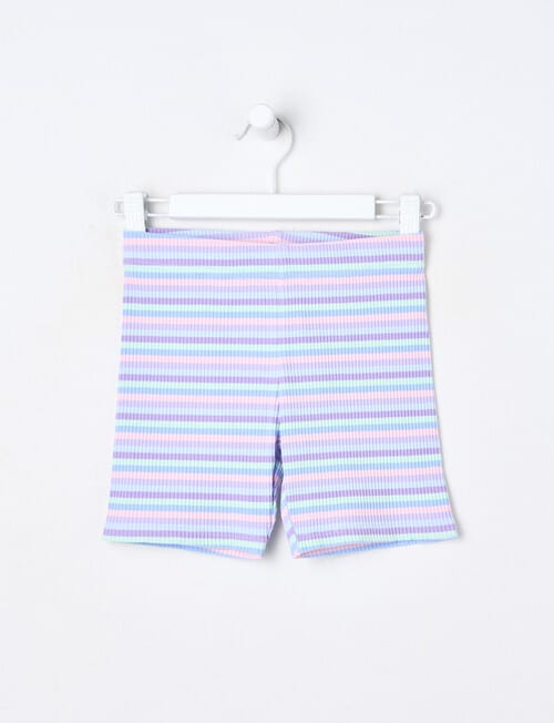 Mac & Ellie Mermaid Stripe Rib Bike Short, Light Blue product photo