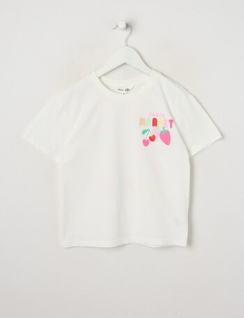 Mac & Ellie Fruity Fun Short Sleeve Boxy Tee, White product photo