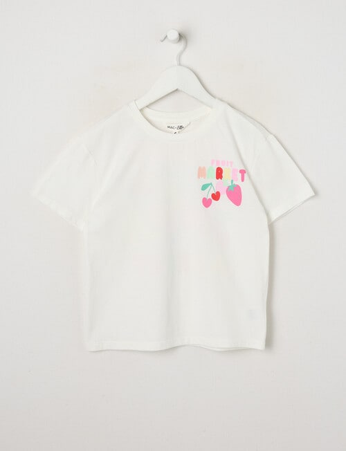 Mac & Ellie Fruity Fun Short Sleeve Boxy Tee, White product photo