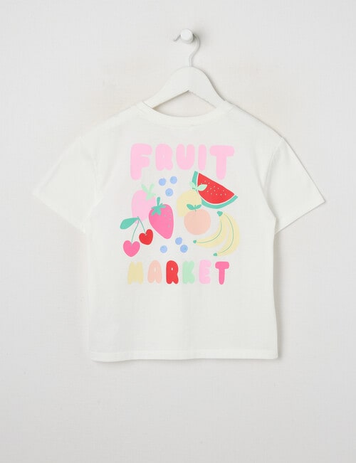 Mac & Ellie Fruity Fun Short Sleeve Boxy Tee, White product photo View 02 L