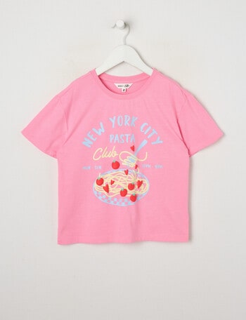 Mac & Ellie Pasta Short Sleeve Boxy Tee, Candy Pink product photo
