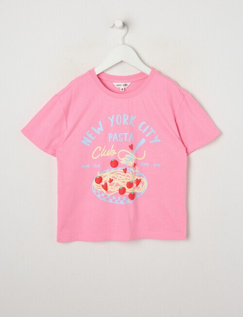 Mac & Ellie Pasta Short Sleeve Boxy Tee, Candy Pink product photo