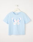 Mac & Ellie Butterfly Short Sleeve Boxy Tee, Baby Blue product photo