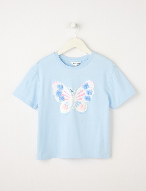 Mac & Ellie Butterfly Short Sleeve Boxy Tee, Baby Blue product photo