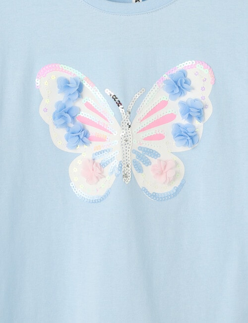 Mac & Ellie Butterfly Short Sleeve Boxy Tee, Baby Blue product photo View 02 L