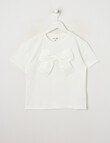 Mac & Ellie Applique Bow Short Sleeve Boxy Tee, White product photo
