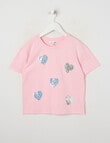 Mac & Ellie Flip Sequin Hearts Boxy Tee, Baby Pink product photo