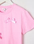 Mac & Ellie Ribbon Bows Short Sleeve Boxy Tee, Pink Sugar product photo View 02 S