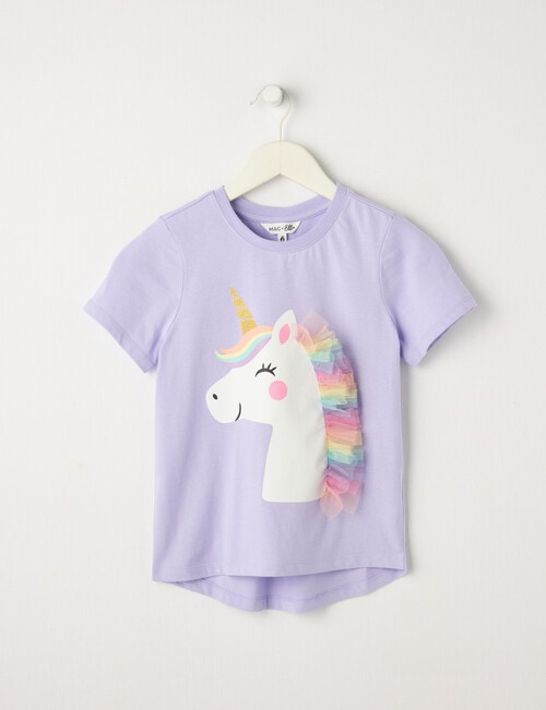 Mac & Ellie Applique Unicorn Short Sleeve Tee, Lilac product photo