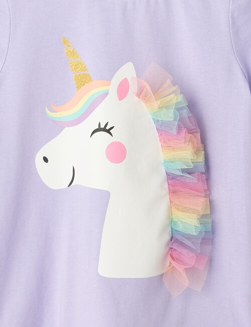 Mac & Ellie Applique Unicorn Short Sleeve Tee, Lilac product photo View 02 L