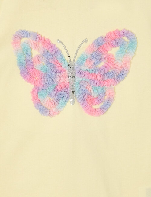 Mac & Ellie Applique Butterfly Short Sleeve Tee, Lemon product photo View 02 L