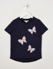 Mac & Ellie Applique Butterflies Short Sleeve Tee, Navy product photo