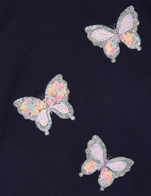 Mac & Ellie Applique Butterflies Short Sleeve Tee, Navy product photo View 02 L