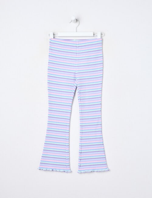 Mac & Ellie Mermaid Stripe Rib Flare Legging, Light Blue product photo