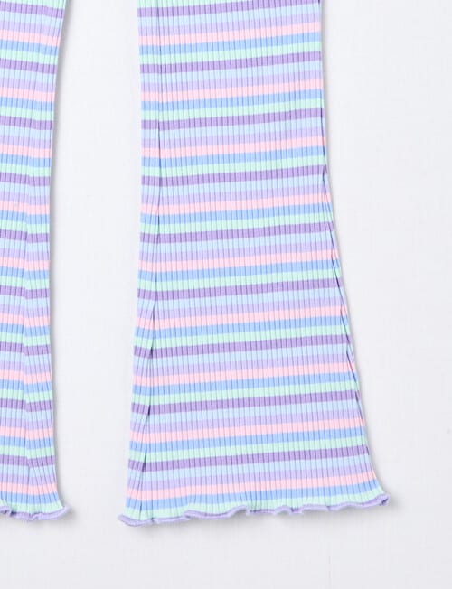 Mac & Ellie Mermaid Stripe Rib Flare Legging, Light Blue product photo View 02 L