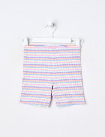 Mac & Ellie Rainbow Stripe Rib Bike Short, Pink product photo