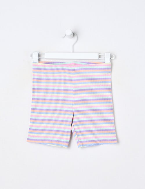 Mac & Ellie Rainbow Stripe Rib Bike Short, Pink product photo