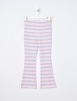 Mac & Ellie Rainbow Stripe Rib Flare Legging, Pink product photo