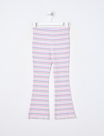 Mac & Ellie Rainbow Stripe Rib Flare Legging, Pink product photo