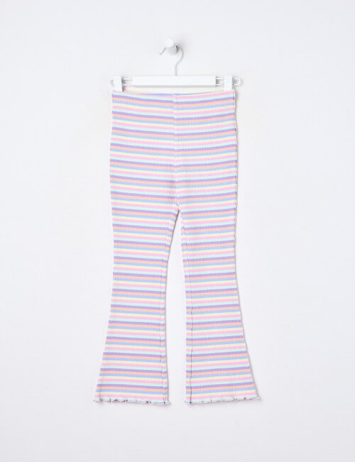Mac & Ellie Rainbow Stripe Rib Flare Legging, Pink product photo