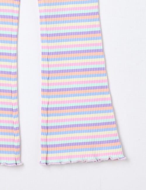 Mac & Ellie Rainbow Stripe Rib Flare Legging, Pink product photo View 02 L