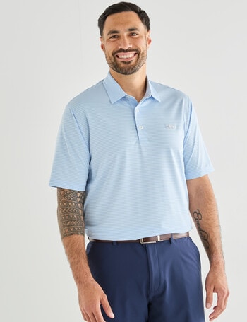 Greg Norman Stripe Short Sleeve Polo Shirt, Blue Bell product photo