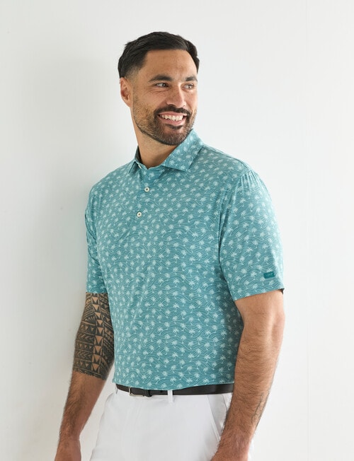 Greg Norman Short Sleeve Polo, Palm Green product photo View 04 L
