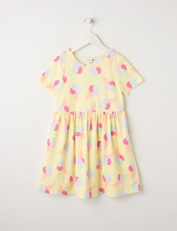 Mac & Ellie Icecreams Short Sleeve Knit Dress, Lemon product photo