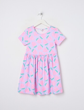 Mac & Ellie Strawberries Short Sleeve Knit Dress, Lilac product photo
