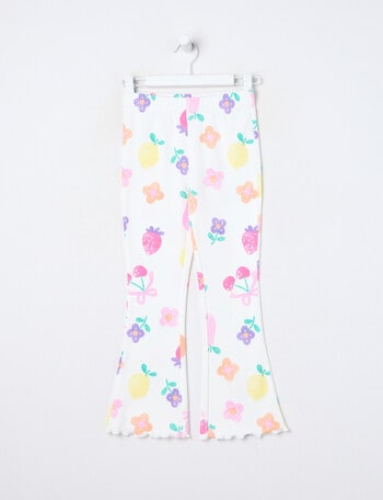 Mac & Ellie Fruit Flowers Rib Flare Legging, Vanilla product photo