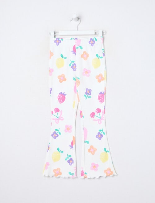 Mac & Ellie Fruit Flowers Rib Flare Legging, Vanilla product photo