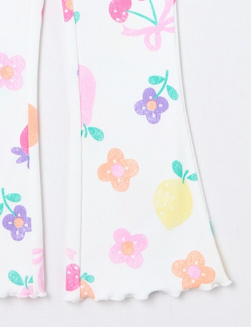 Mac & Ellie Fruit Flowers Rib Flare Legging, Vanilla product photo View 02 L
