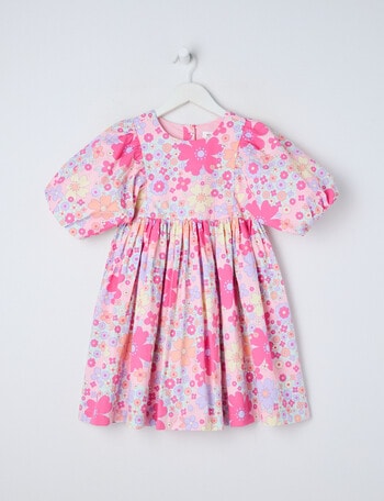 Mac & Ellie Floral Puff Sleeve Dress, Baby Pink product photo