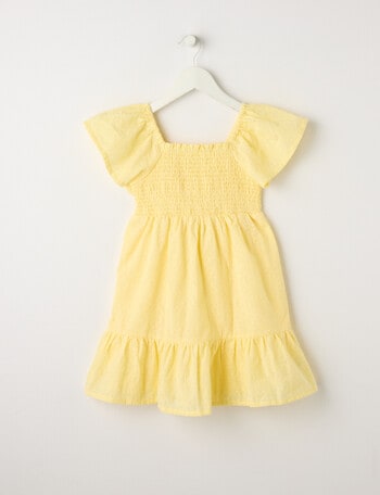 Mac & Ellie Flutter Sleeve Broderie Dress, Lemon product photo