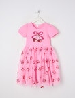 Mac & Ellie Cherries Shortsleeve Tutu Dress, Candy Pink product photo