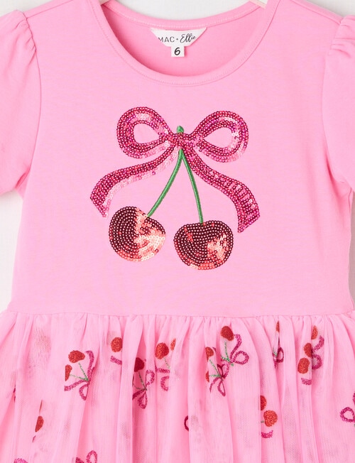 Mac & Ellie Cherries Shortsleeve Tutu Dress, Candy Pink product photo View 02 L