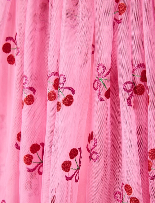 Mac & Ellie Cherries Shortsleeve Tutu Dress, Candy Pink product photo View 03 L