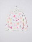 Mac & Ellie Fruit Flowers Boxy Sweatshirt, Vanilla product photo