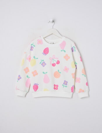 Mac & Ellie Fruit Flowers Boxy Sweatshirt, Vanilla product photo
