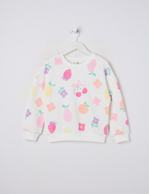 Mac & Ellie Fruit Flowers Boxy Sweatshirt, Vanilla product photo