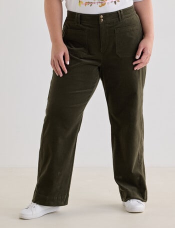 Studio Curve Cord Jean with Patch Pockets, Olive product photo