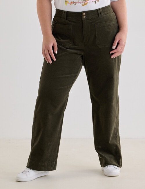 Studio Curve Cord Jean with Patch Pockets, Olive product photo