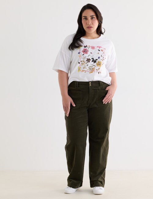 Studio Curve Cord Jean with Patch Pockets, Olive product photo View 03 L