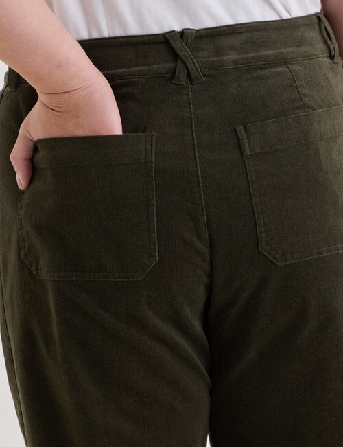 Studio Curve Cord Jean with Patch Pockets, Olive product photo View 05 L