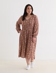 Studio Curve Shirred Empire Panel Dress, Chocolate Paisley product photo View 03 S