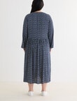 Studio Curve Button Front Gathered Midi Dress, Navy Pebble product photo View 02 S