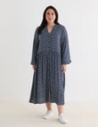 Studio Curve Button Front Gathered Midi Dress, Navy Pebble product photo View 03 S